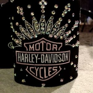 Harley Davidson Blinged Out Bandana with Pink and White embroidery